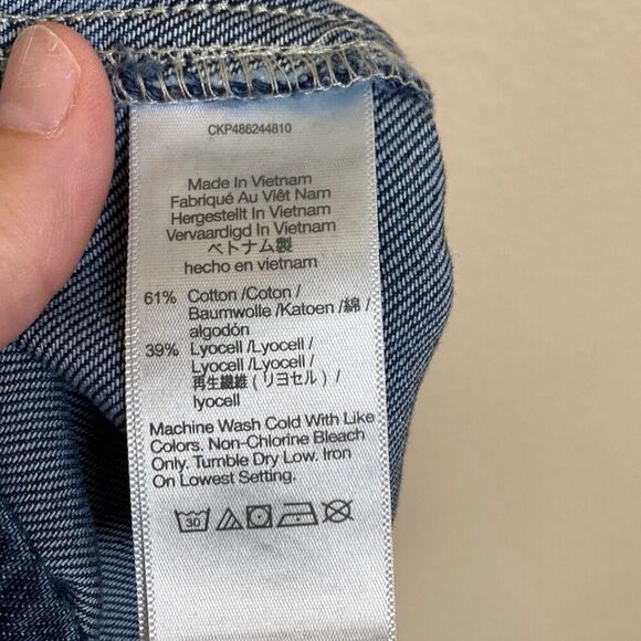 Madewell Pleated Waist Half Zip Denim‎ Dress in Pixie Wash Size 0 (Q6) - Picture 11 of 12